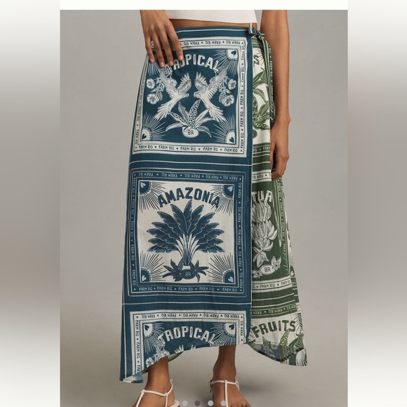 Farm Rio Tropical Print Wrap Skirt anthropologie - Picture 3 of 7